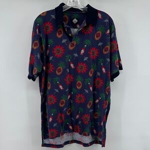 Vintage Tabasco Hot Sauce Polo Beach Print 100% Cotton Men’s sz Large